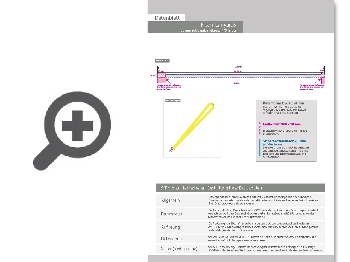 Product Bild neon-lanyards__20_mm_schl__sselbandbreite__1_0-farbig_einseitig_bedruckt