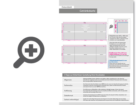 Product Bild getr__nkekarte__gefalzt_auf_din_a4__6-seiter_(2-bruch_fensterfalz)