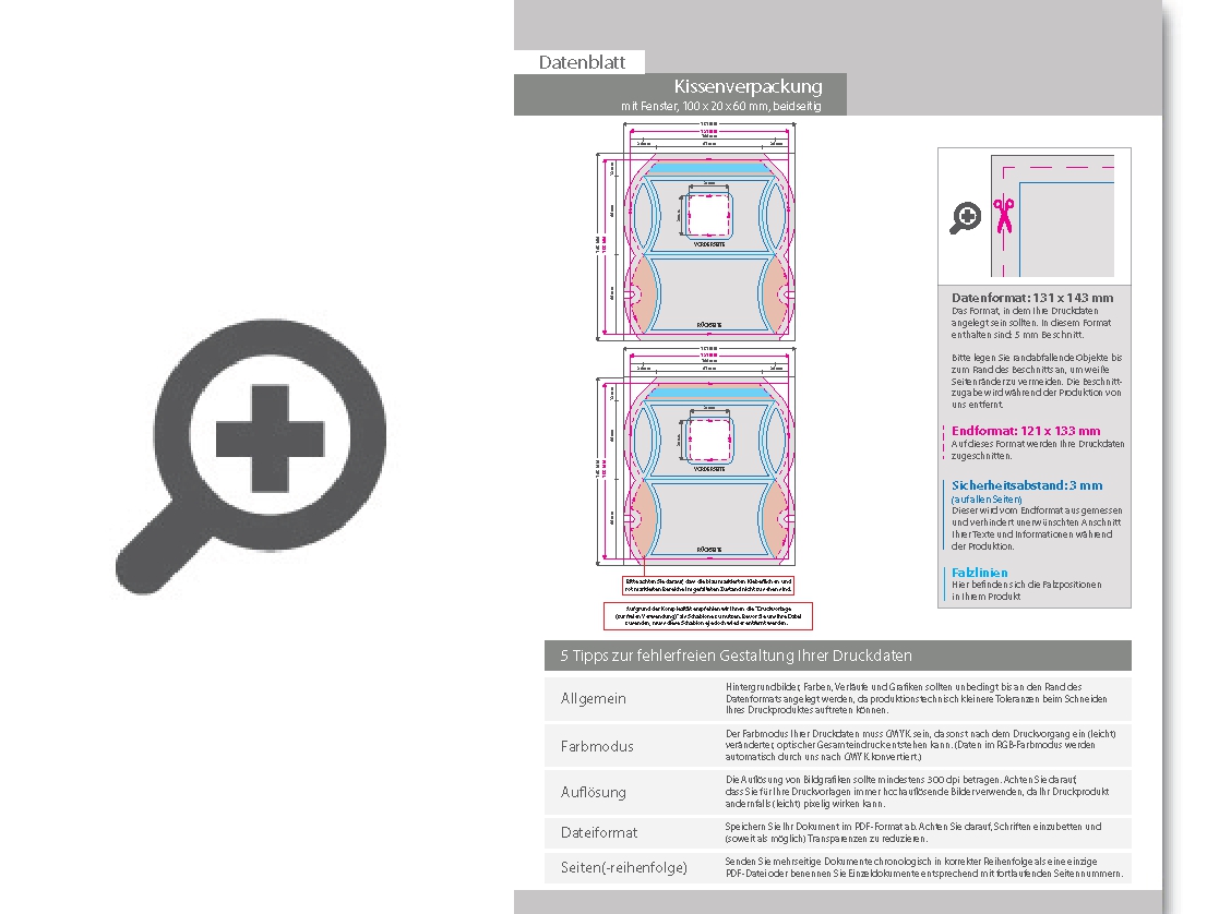 Product Bild kissenverpackung_(10_cm_x_2_cm_x_6_cm)_beidseitig_bedruckt_5_4-farbig_(cmyk_+_sonderfarbe)_mit_gestanztem_fenster