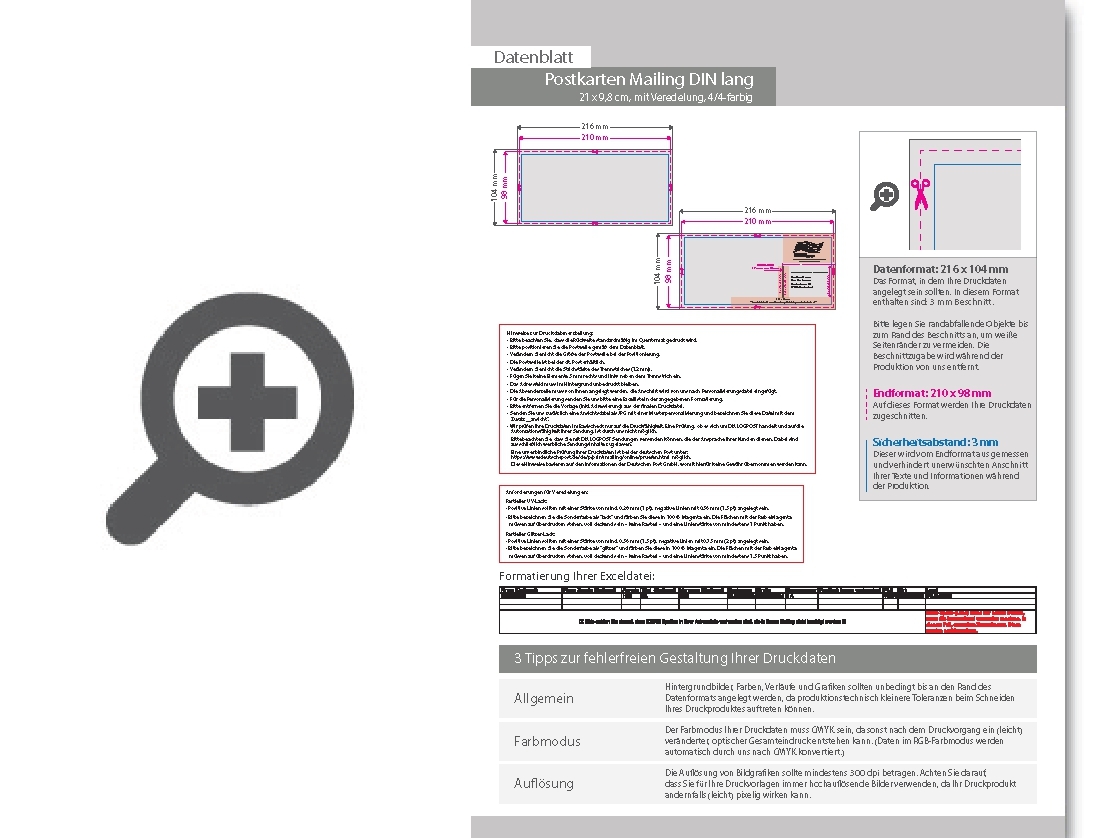 Product Bild postkarten-mailing_din_lang_quer_(21_0_cm_x_9_8_cm)_mit_mattfolie_kaschiert